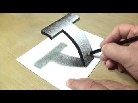 Very Easy - Drawing 3D Letter T - Trick Art with Graphite Pencils & Marker  - VamosART