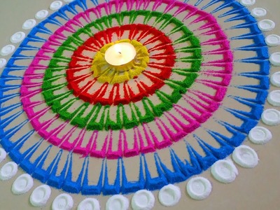 Very simple and easy rangoli design two minute by DEEPIKA PANT