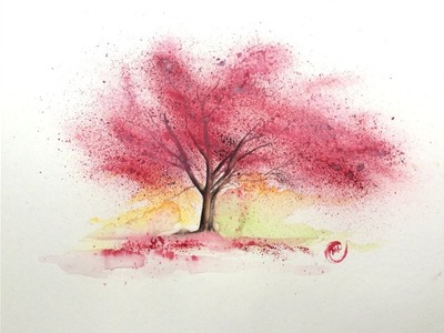 Watercolor Cherry Tree Blossom Quick Real Time Painting Demonstration