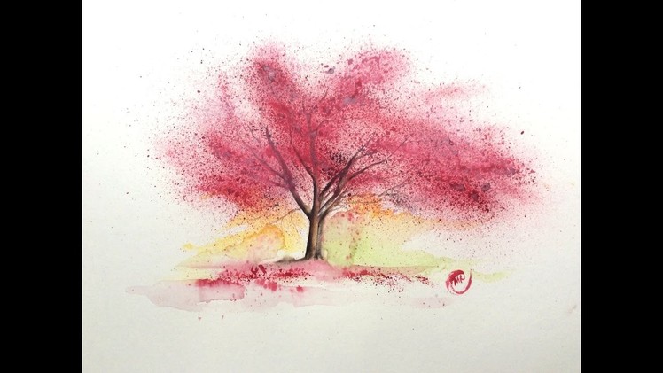 Watercolor Cherry Tree Blossom Quick Real Time Painting Demonstration