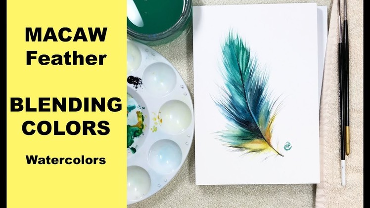 Watercolor Macaw Feather - Blending Colors