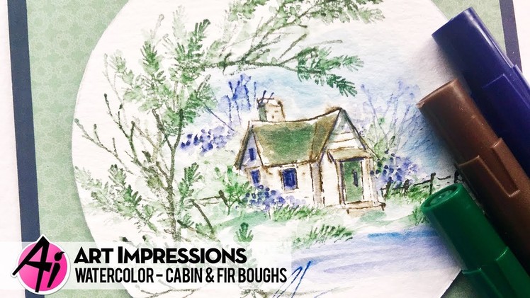 Ai Watercolor - Cabin & Fir Boughs