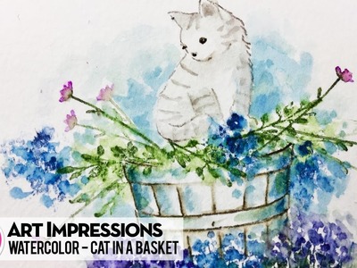 Ai Watercolor - Cat in a Basket