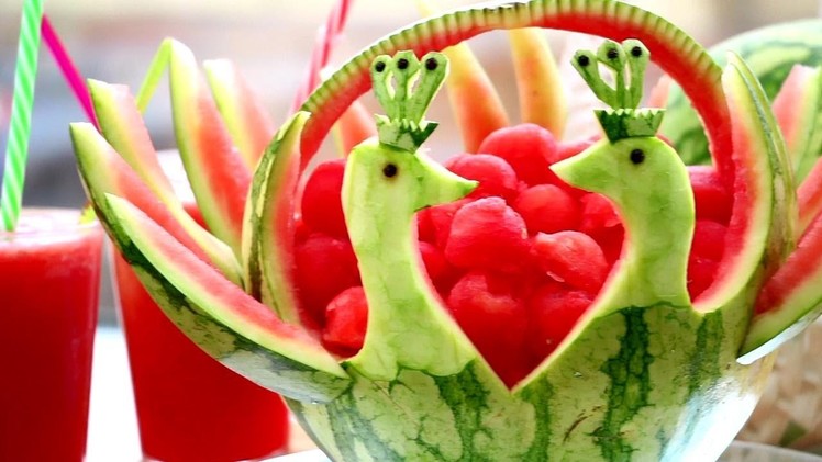 Art In Watermelon Peacock | Fruit & Vegetable Carving Lessons