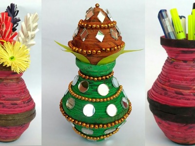 Diwali Decoration | kalash making | kalash decoration | Ganpati decoration | pen holder | HMA##086