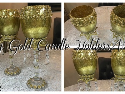DIY -BLING HOLIDAY CANDLE HOLDERS. VASE *HOLIDAY SERIES PT 1 *