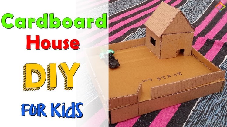 DIY cardboard house-Craft Ideas for Kids-DIY cardboard house from cardboard boxes-Best out of waste