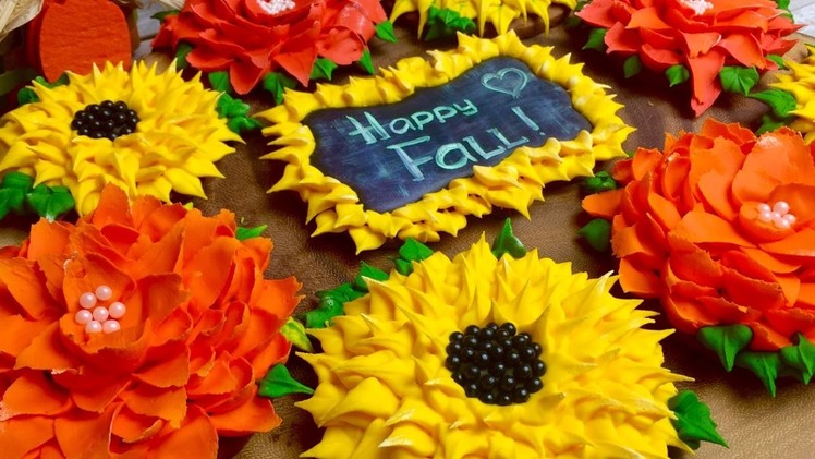 FALL COOKIE BOUQUET: SUNFLOWER and ASTER COOKIES by TaleCookies