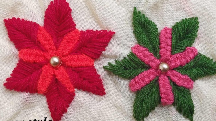 Flower hand embroidery | Fushion stitch for flower | Keya's craze hand embroidery-17