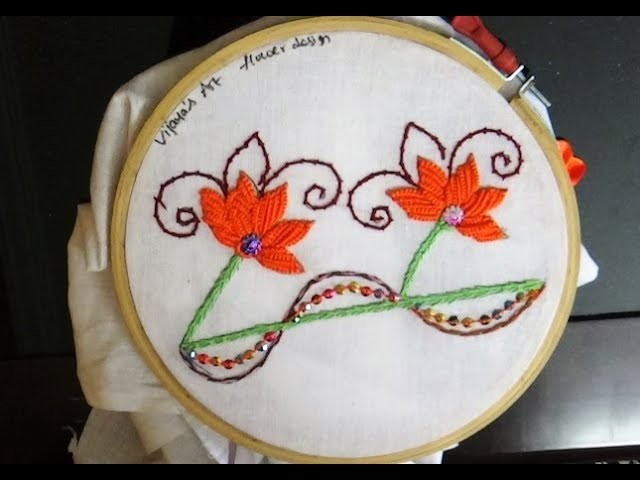 Hand Embroidery  - Border design with double cast on stitch