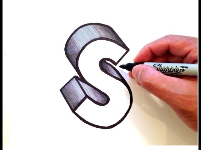 S 003. Рисунки на а3. Объемная буква s. Рисунок буквы s в 3д. Буква s карандашом.