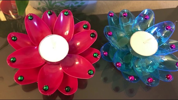 How to make beautiful diya for Diwali from plastic spoons