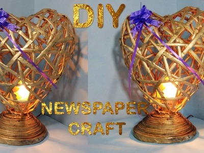 How to make newspaper lamp || Best out of waste || Diwali home decor