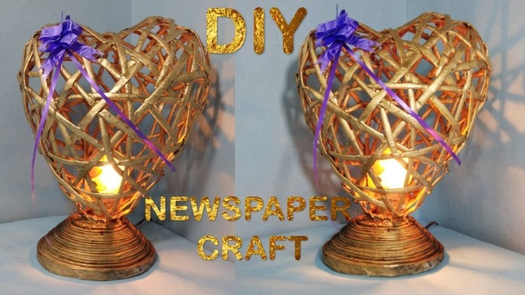 How to make newspaper lamp || Best out of waste || Diwali home decor