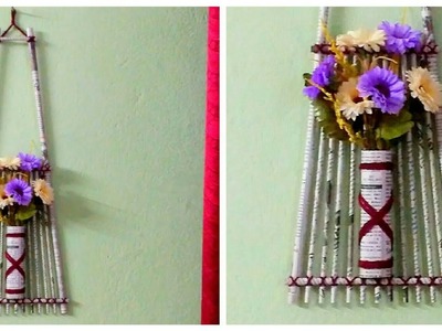 How to make newspaper wall hanging with flower vase