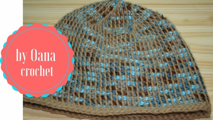 Tunisian crochet hat in the round-by Oana