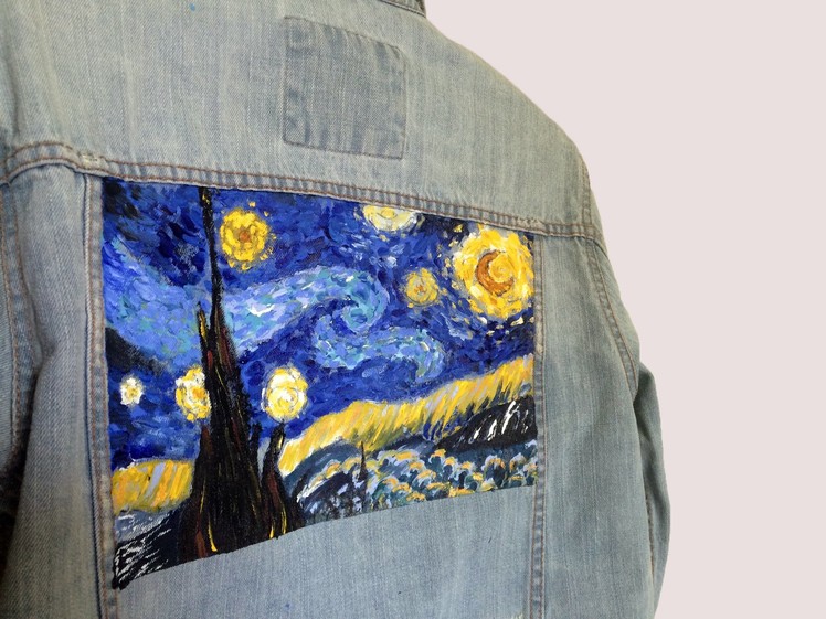 Van Gogh's Starry Night Painting on Denim Jacket