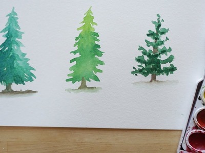 3 ways to paint a Pine Tree with Watercolor - Beginning to intermediate