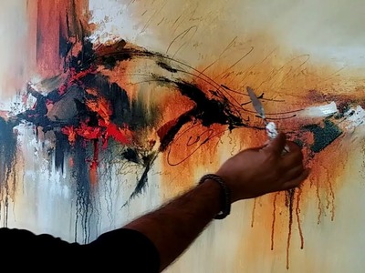 Abstract painting. Demonstration of abstract painting "Painted Rythm". Acrylics