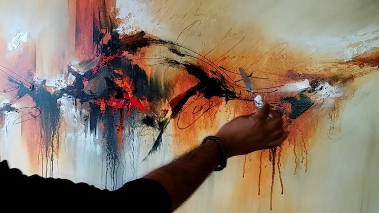 Abstract painting. Demonstration of abstract painting "Painted Rythm". Acrylics