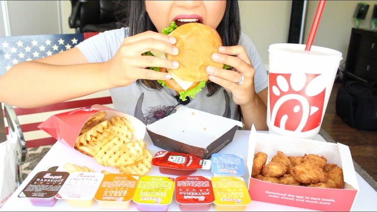 ASMR: Chick-fil-A Spicy Chicken Sandwich, Waffle Fries and Nuggets (EATING SOUNDS)