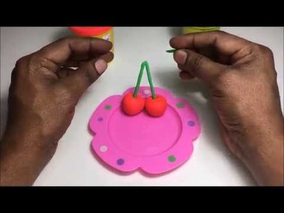 Clay Cherry | Play Doh fruits and vegetables | play doh cherry | Pre School Clay modeling