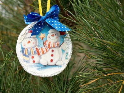 Decoupage lesson #54 DIY Christmas tree decorations recycled, ideas for Christmas tree ornaments