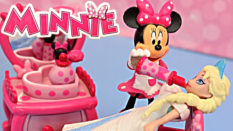 Disney Princess Magic Clip Dolls at Minnie Mouse Bowtique Makeover with Frozen Elsa and Ariel