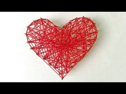 DIY ROOM DECOR! Easy Crafts Ideas at Home 2017 -  HEART STRING ART #24