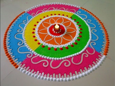 Easy and multicolour diwali special rangoli design. by DEEPIKA PANT