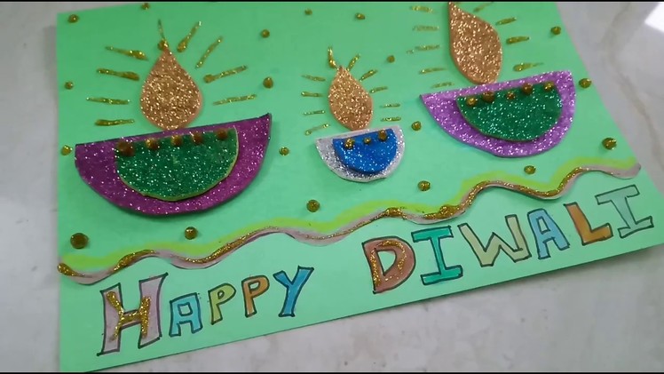 Easy Diwali Card Making Idea with Diyas  For Kids | How To | CraftLas