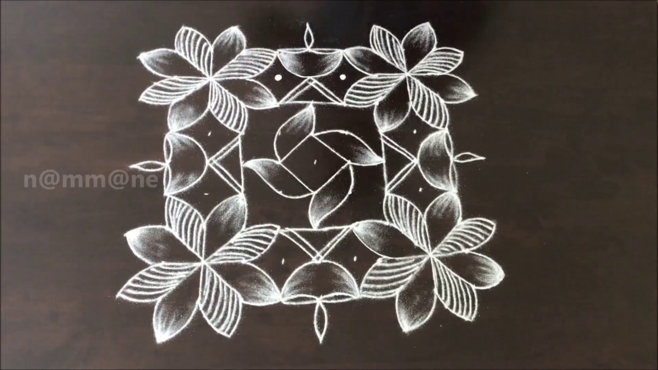 Easy Diwali Rangoli Deepavali Special Deepam Kolam With 9x9 Dots