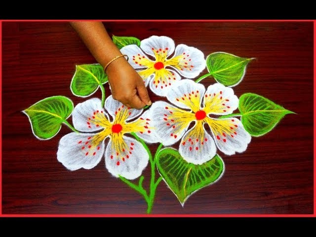 Easy free hand rangole designs * simple rangoli with out dots * flower kolam *muggulu * rangavalli