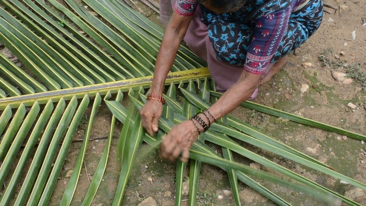 How to weave Coconut Leaf for Making House Walls [HD]