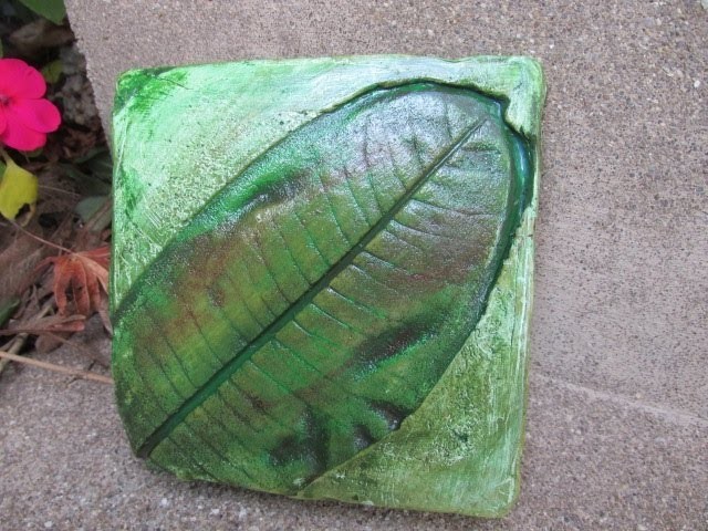 Leaf Imprint in Plaster Wall Plaque or Coaster!