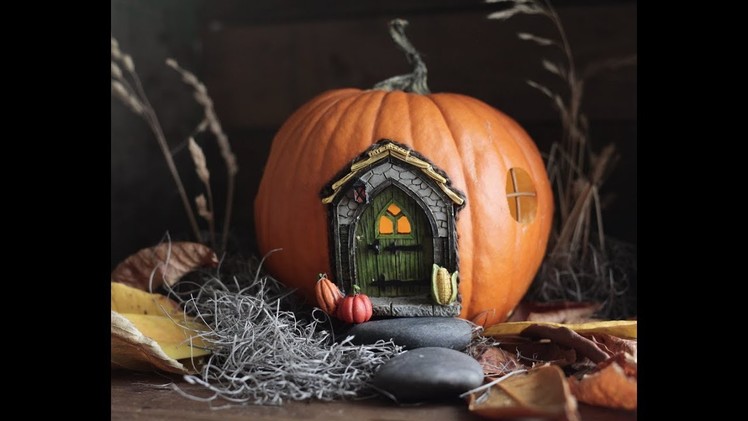 Make a Halloween Fairy Garden with a Pumpkin Fairy House!