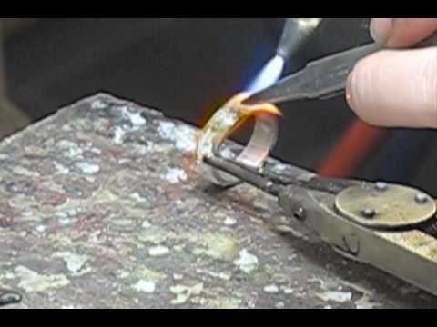 Making a two tone square palladium ring with rose gold and yellow gold inserts - By Mark Lloyd