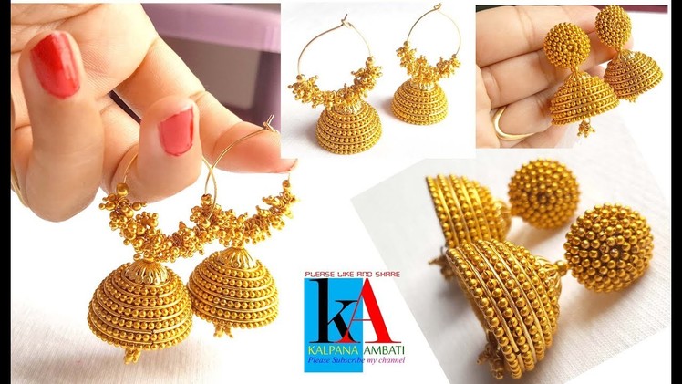 Making of ring model silk thread jhumkas with loreals and ball chain 2 in 1