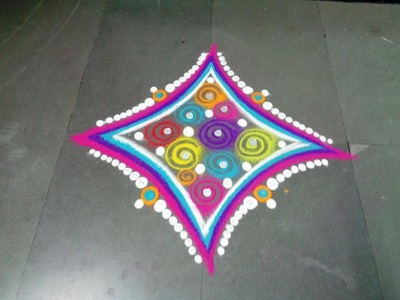 New fancy square rangoli design - created by latest rangoli