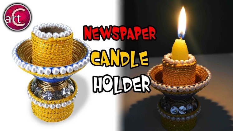 Newspaper Candle holder. Diya Stand | DIY | Best out of waste | Art with Creativity 278