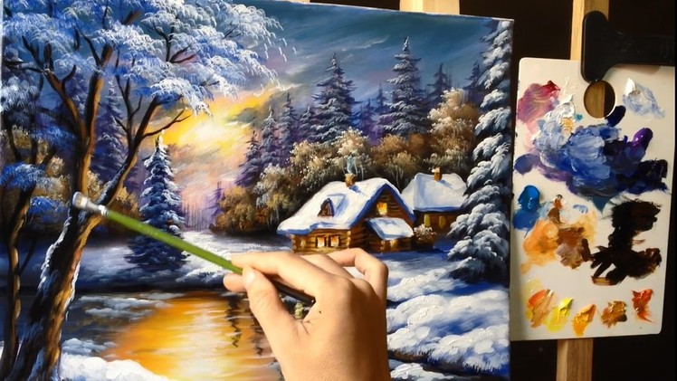 Painting a Winter Wonderland Landscape with Acrylics - Lesson 1