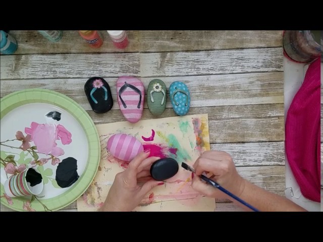 Painting flip flop rocks for flower garden | 2017 | Part 1 | Quick view of journal page
