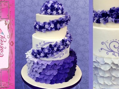 Purple Petal Wedding Cake