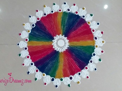 Quick Multi Colour Rangoli for Home Functions and Celebrations - Easy and Simple rangoli by Maya !