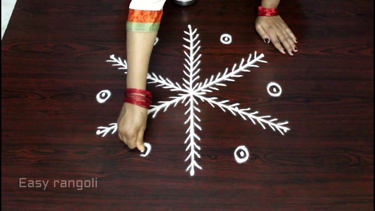 Simple muggulu designs with 5x3 dots || kolam designs || easy rangoli designs