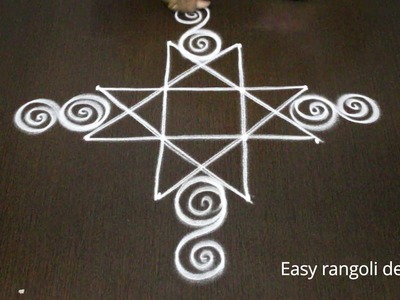 Simple rangoli designs with dots for beginners - easy kolam designs - latest muggulu rangoli designs