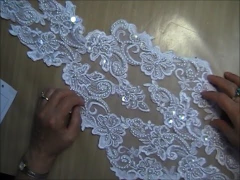 ***SOLD***Wedding Dress Appliques and Panels w. Large Beads for Sale