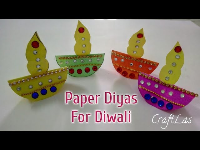 Standing Paper Diyas For Diwali Decoration | How To | CraftLas