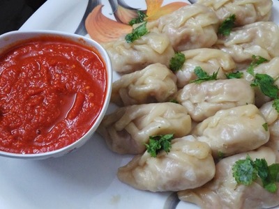 Veg momos recipe with chutney in hindi | steamed momos | chinese snacks |break fast tea snacks quick