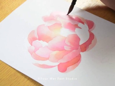 Watercolor Peony Painting Process